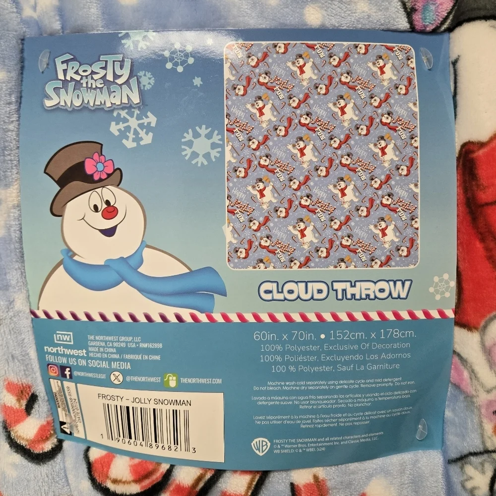 Frosty the Snowman Cloud Throw Blanket Blue